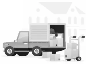 open van showing boxes with a sack truck